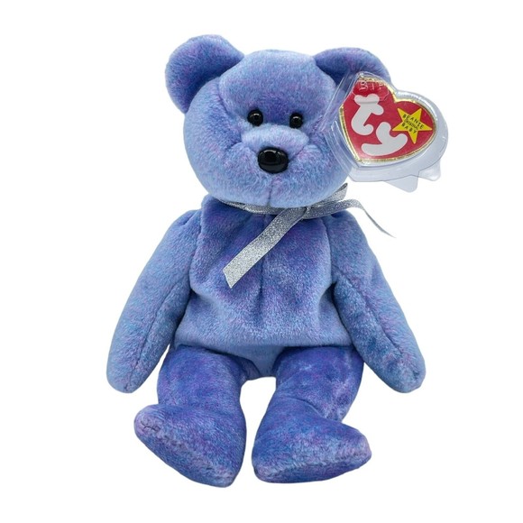 TY Beanie Baby Babies 1999 CLUBBY II the Bear Variegated Lavender RETIRED - Picture 1 of 8